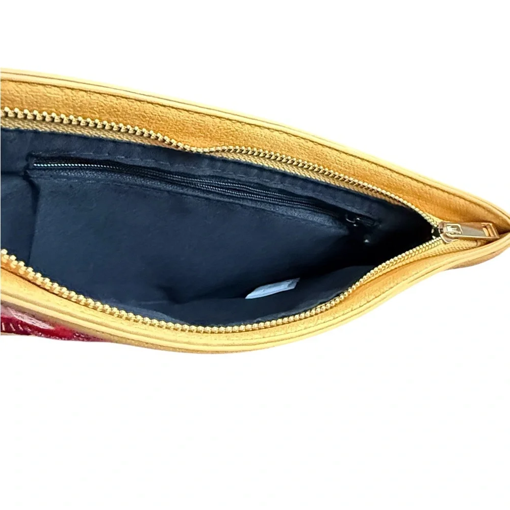 Ashley Stewart Floral Embroidered Faux Leather Clutch